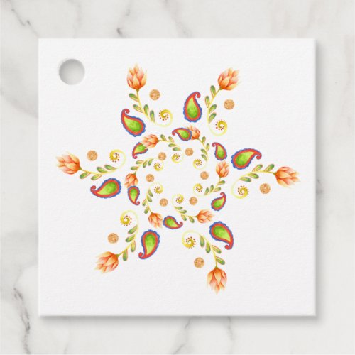 Watercolor Indian Paisley Favor Tags