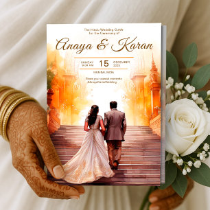 Watercolor Indian Wedding Program Hindu Ceremony Flyer