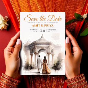 Watercolor Indian Wedding Template, Mandap Sikh  Invitation