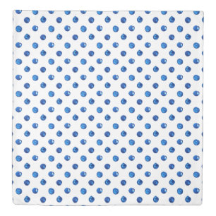 Watercolor indigo blue polka dots pattern duvet cover