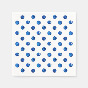 Watercolor indigo blue polka dots pattern napkins