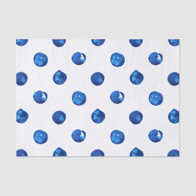 Watercolor indigo blue polka dots pattern tissue paper (Front)