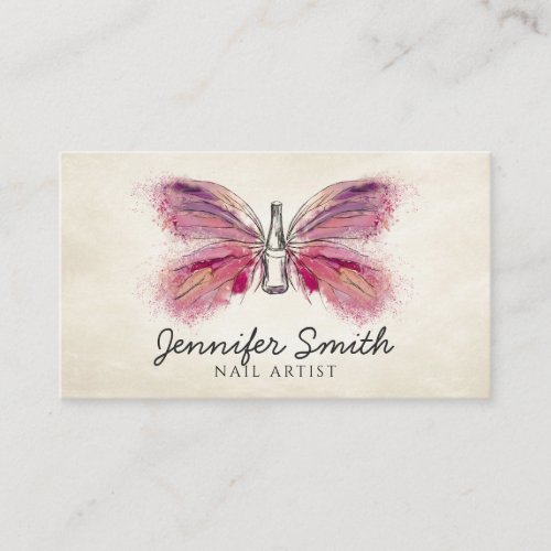 Watercolor ink Butterfly Nail polish Business Card
