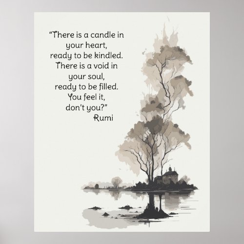 Watercolor Ink Painting of black tree   Quote Poster