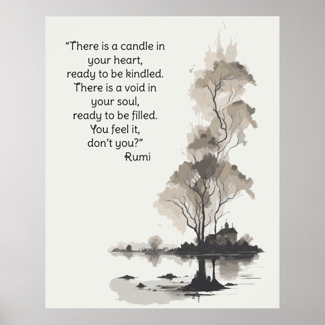 Watercolor Ink Painting of black tree &  Quote Poster (Front)