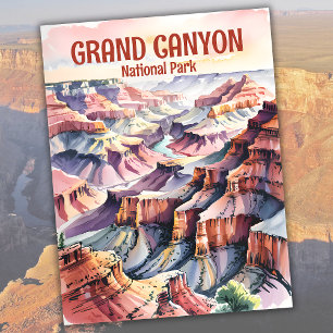 Watercolor Ink Sketch of Grand Canyon South Rim Postcard