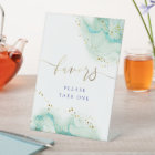 watercolor ink teal favors pedestal sign