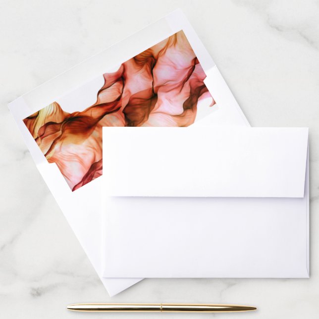 Watercolor Ink Vibrant Autumn Colors Waves Envelope Liner (Desk)