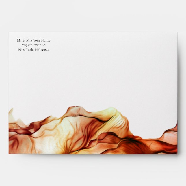 Watercolor Ink Waves Autumn Colors Envelope (Front)