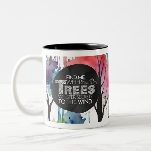 Watercolor Inkblot Trees  Two_Tone Coffee Mug
