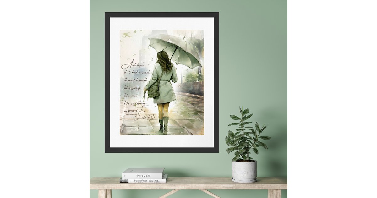 Watercolor Inspirational Quote Hope in the Rain Poster | Zazzle