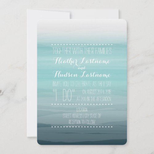 Watercolor Inspired Ombre Wedding - Teal Personalized Invites