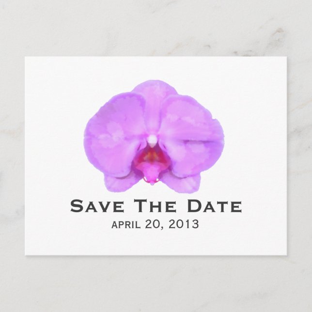 Watercolor Inspired Orchid Save The Date Postcard (Front)