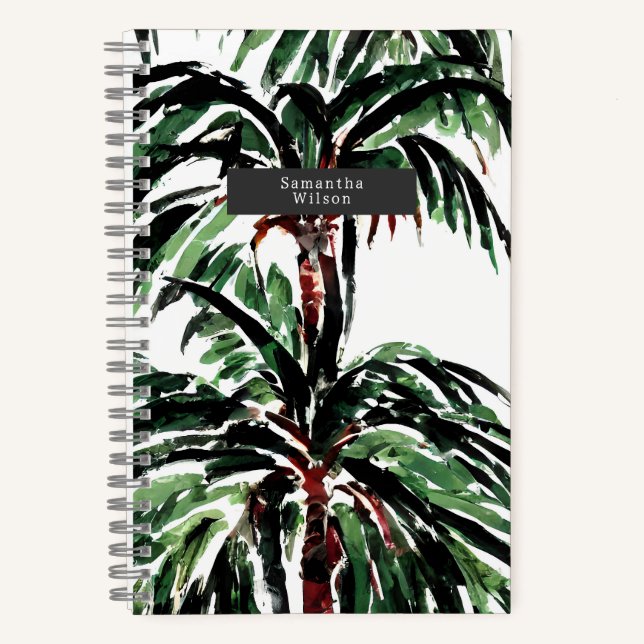 Watercolor Inspired Palm Trees  Notebook (Front)