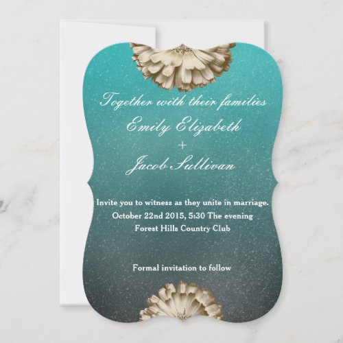 Watercolor Inspired Wedding Golden Daisy _ Teal Save The Date