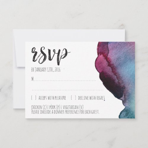 Watercolor Invitation Reply Card Insert - Painted by hand with bright hues, this vibrant abstract reflects the bold and carefree vibe of your special day.