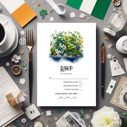 Watercolor Ireland Destination Wedding RSVP Card