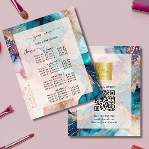 Watercolor Iridescent Blush gold Price List Menu Flyer