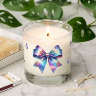 Watercolor Iridescent Bow Teardrop Candle