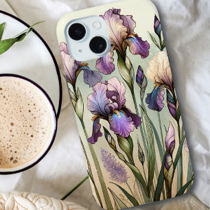 Watercolor Iris Birth Flower For February iPhone 15 Case