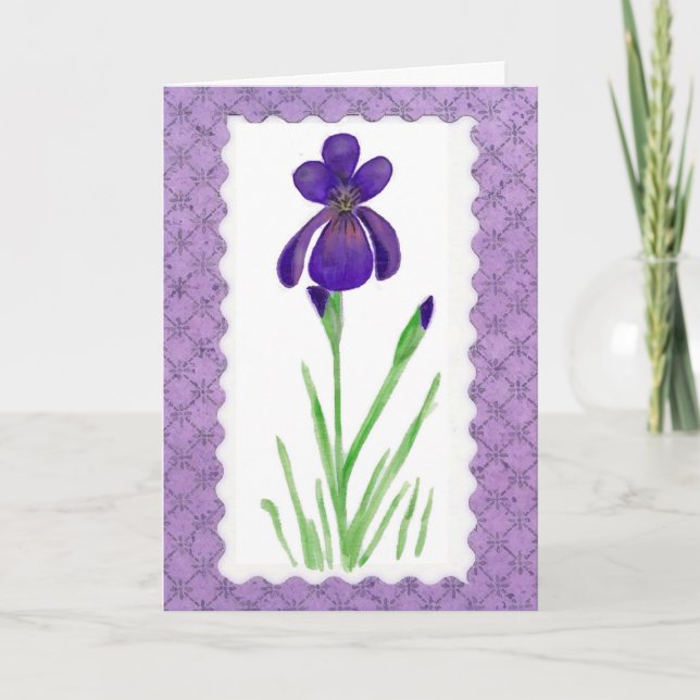 Watercolor Iris Birthday Card (Front)