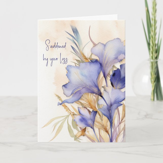 Watercolor Iris Bouquet Sympathy Card (Front)