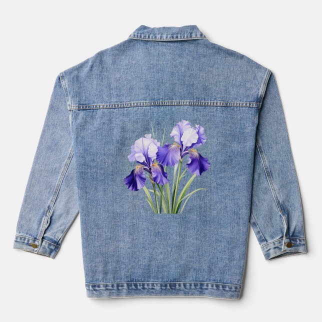 Watercolor Iris Denim Jacket (Back)