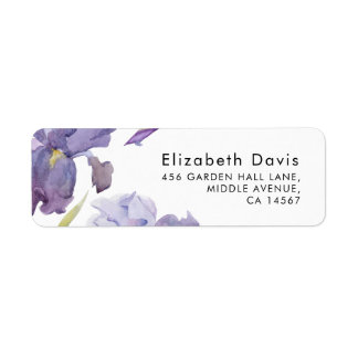 Watercolor Iris Floral Spring Garden  Address Label