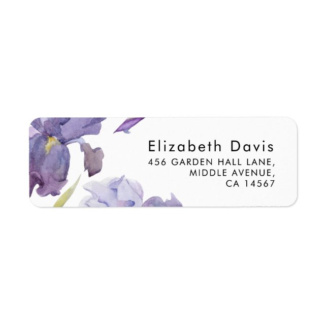 Watercolor Iris Floral Spring Garden  Address Label (Front)