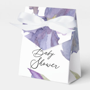 Watercolor Iris Floral Spring Garden Baby Shower Favor Boxes