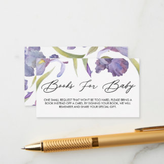 Watercolor Iris Floral Spring Garden Books For Bab Enclosure Card