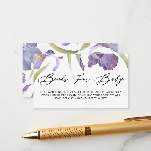 Watercolor Iris Floral Spring Garden Books For Bab Enclosure Card