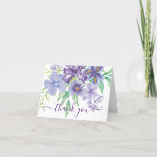 Watercolor iris floral thank you card