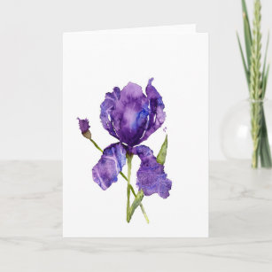Watercolor Iris Greeting Card ~ Blank Inside