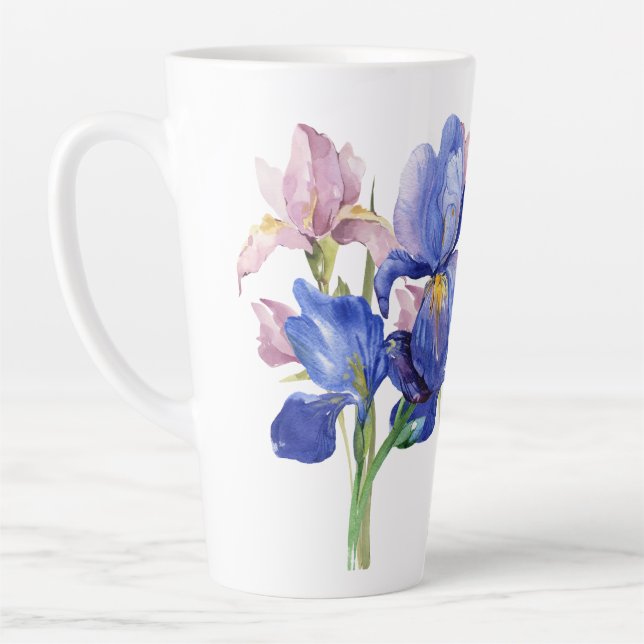 Watercolor Iris Latte Mug (Left)
