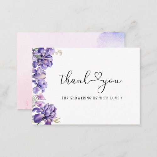 Watercolor Iris Lilac Flower Bridal shower Note Card