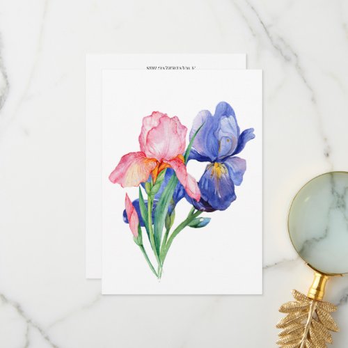 Watercolor Iris Thank You Card