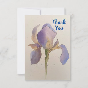 Watercolor Iris Thank you note card