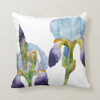 Watercolor Irises Throw Pillow
