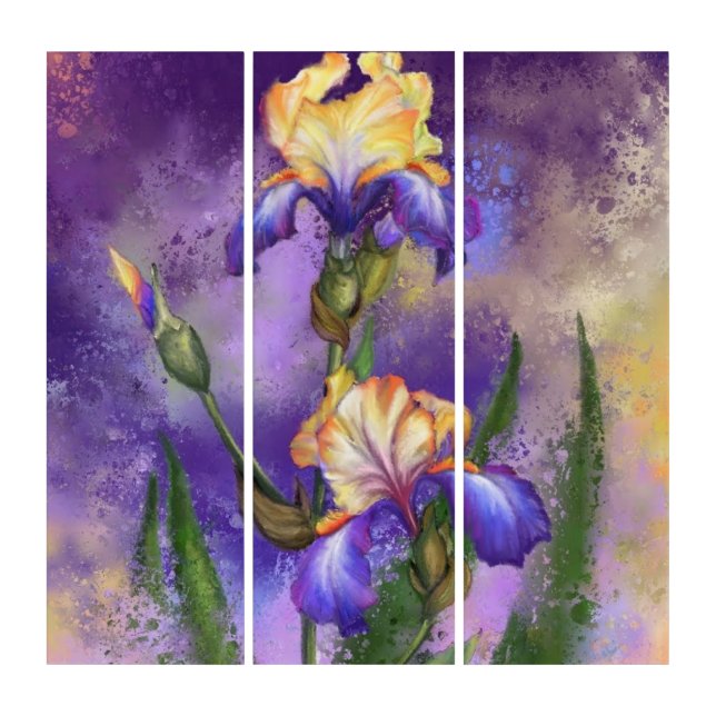 Watercolor Irises Triptych (Front)
