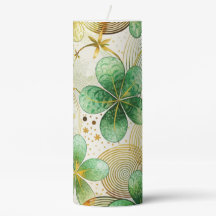 WATERCOLOR IRISH CELTIC GREEN & GOLD SHAMROCKS