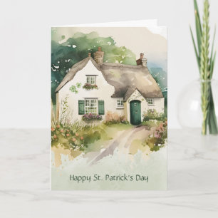 Watercolor Irish Cottage Happy St. Patrick's Day Card