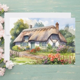 Watercolor Irish Cottage Happy St. Patrick's Day Holiday Card