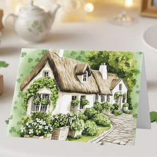 Watercolor Irish Cottage St. Patrick's Day Card