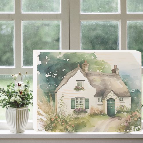 Watercolor Irish Cottage Wall Art Wooden Box Sign