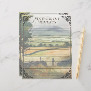Watercolor Irish Countryside Looseleaf Note Sheet