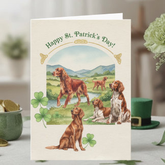 Watercolor Irish Setter Dog Happy St. Patrick’s Da Card