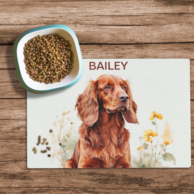 Watercolor Irish Setter Food Dog Mat (Creator Uploaded)