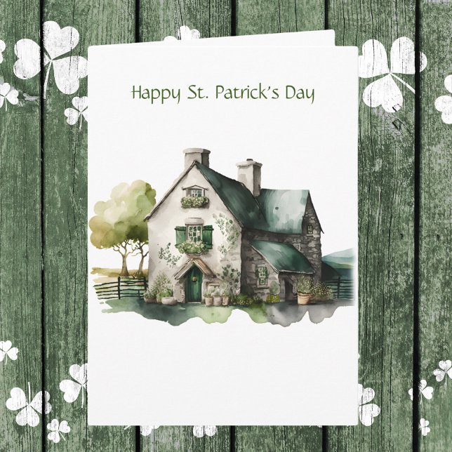 Watercolor Irish Stone Farmhouse St. Patrick's Day Card (Creator Uploaded)