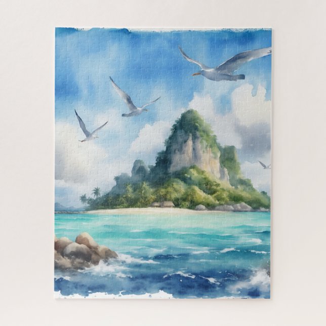 Watercolor Island Jigsaw Puzzle (Vertical)